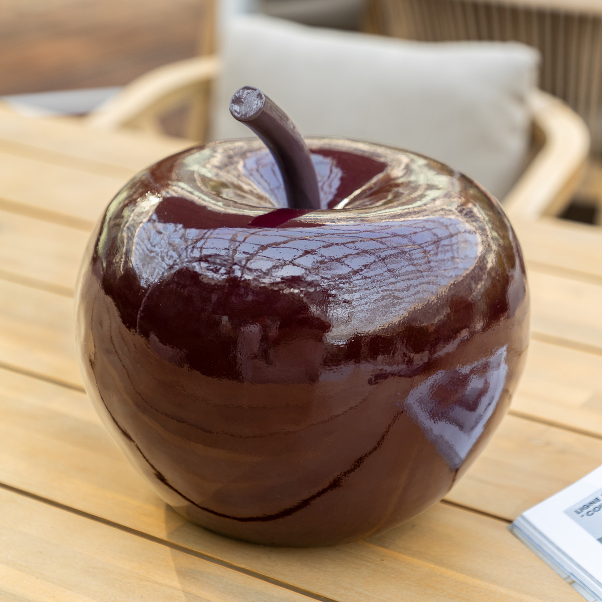Outdoor apple decoration "Glossy" Resin, Ruby Red, D.26 cm