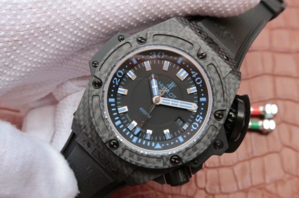 Replica Hublot King Power OceanGraphic 4000 CF V6F Blue Markers Rubber Strap A7750 - Elite Watch Atelier