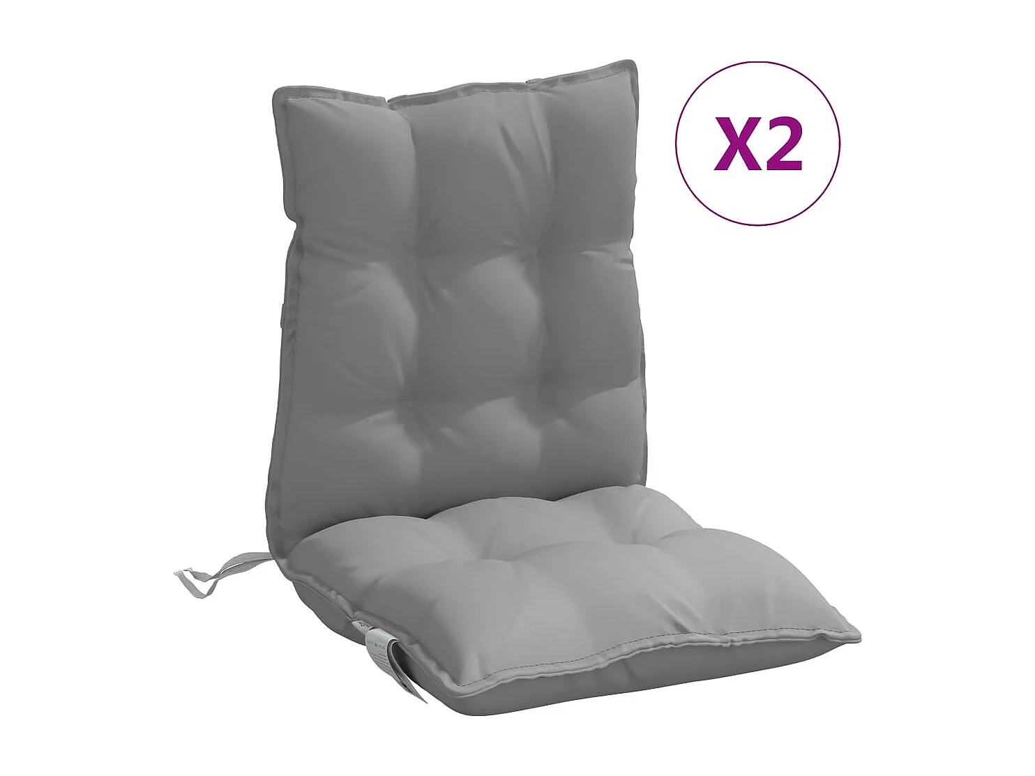 Coussins de chaise à dossier bas lot de 2 gris tissu oxford