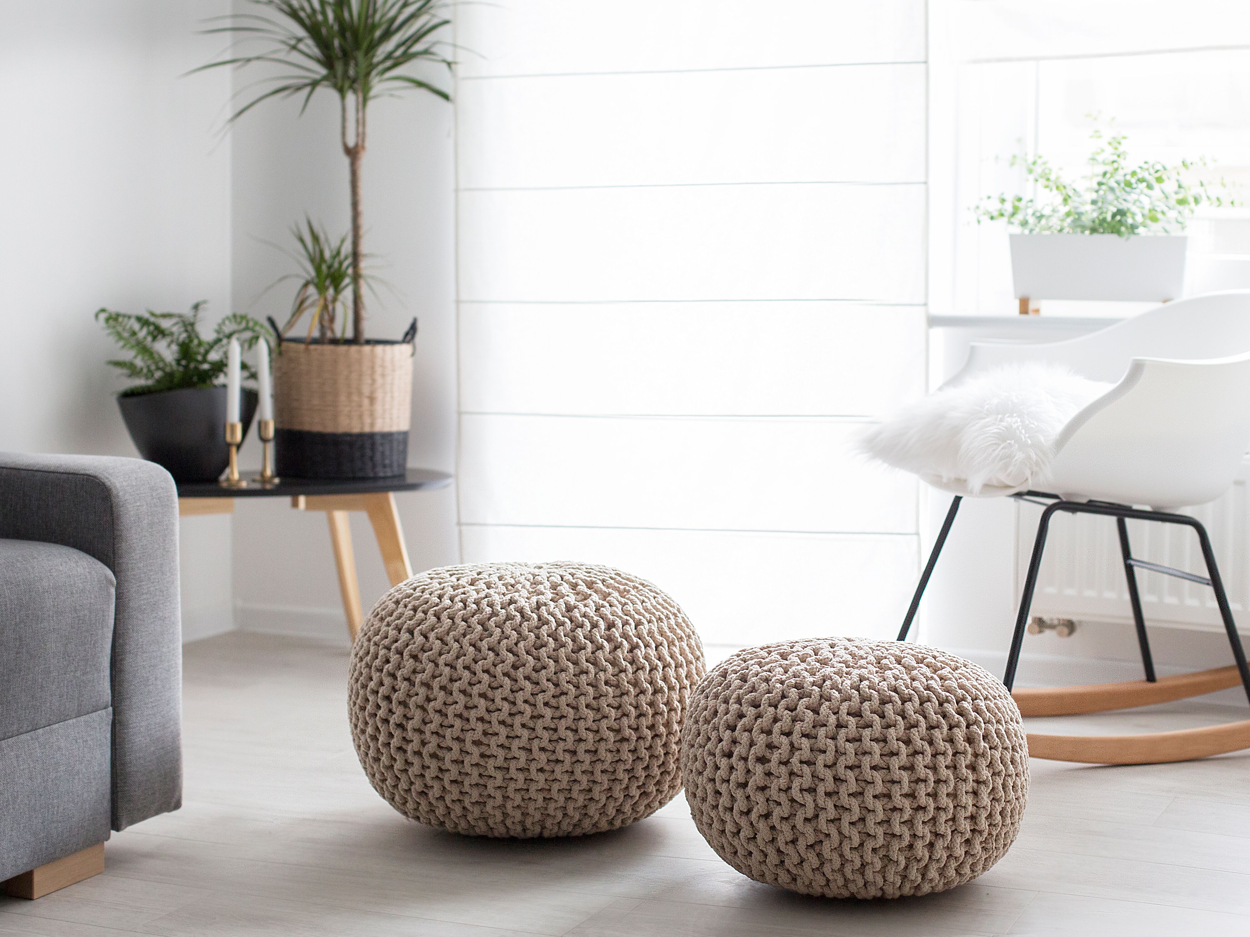 Pouffe CONRAD Cotton Light Beige