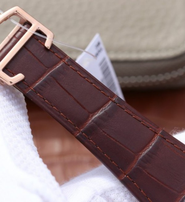 Replica Cartier Tank MC RG White Textured Dial Diamonds Bezel Leather Strap - Top club