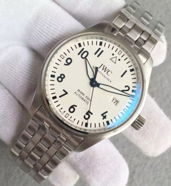 Replica IWC MKF Mark XVIII IW3270 White Dial SS Bracelet A2892 - Elite Watch Atelier