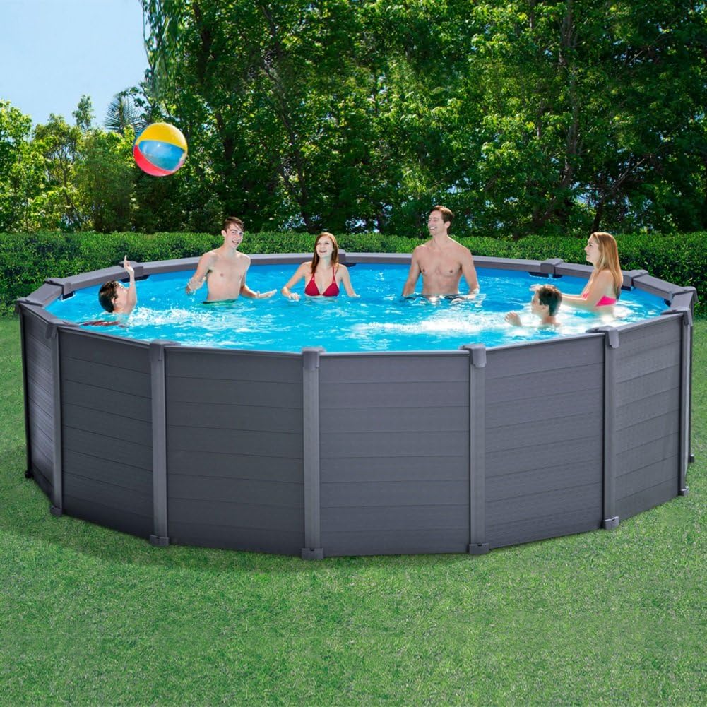 Intex Graphite Panel Above-Ground Pool, Gray, 4.78 m x 1.24 m - 28382 - Image 2 Intex Graphite Panel Above-Ground Pool, Gray, 4.78 m x 1.24 m - 28382 - Image 2