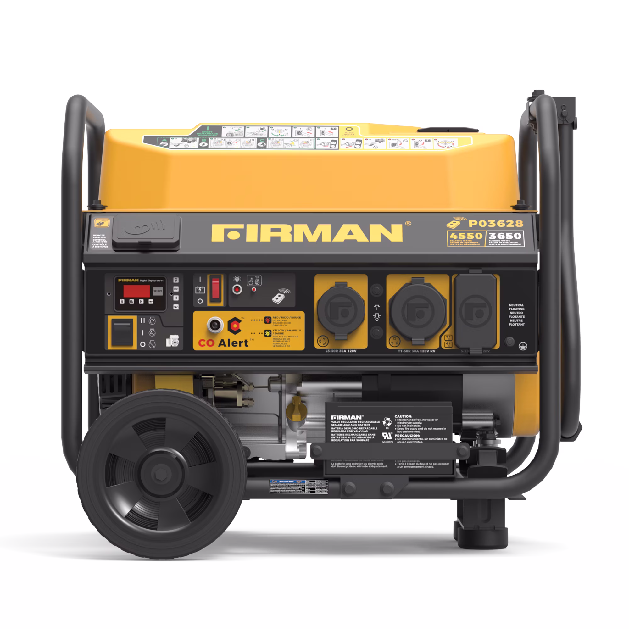 FIRMAN P03628 4550/3650 Watt Portable Gas Generator, Remote start & CO Alert