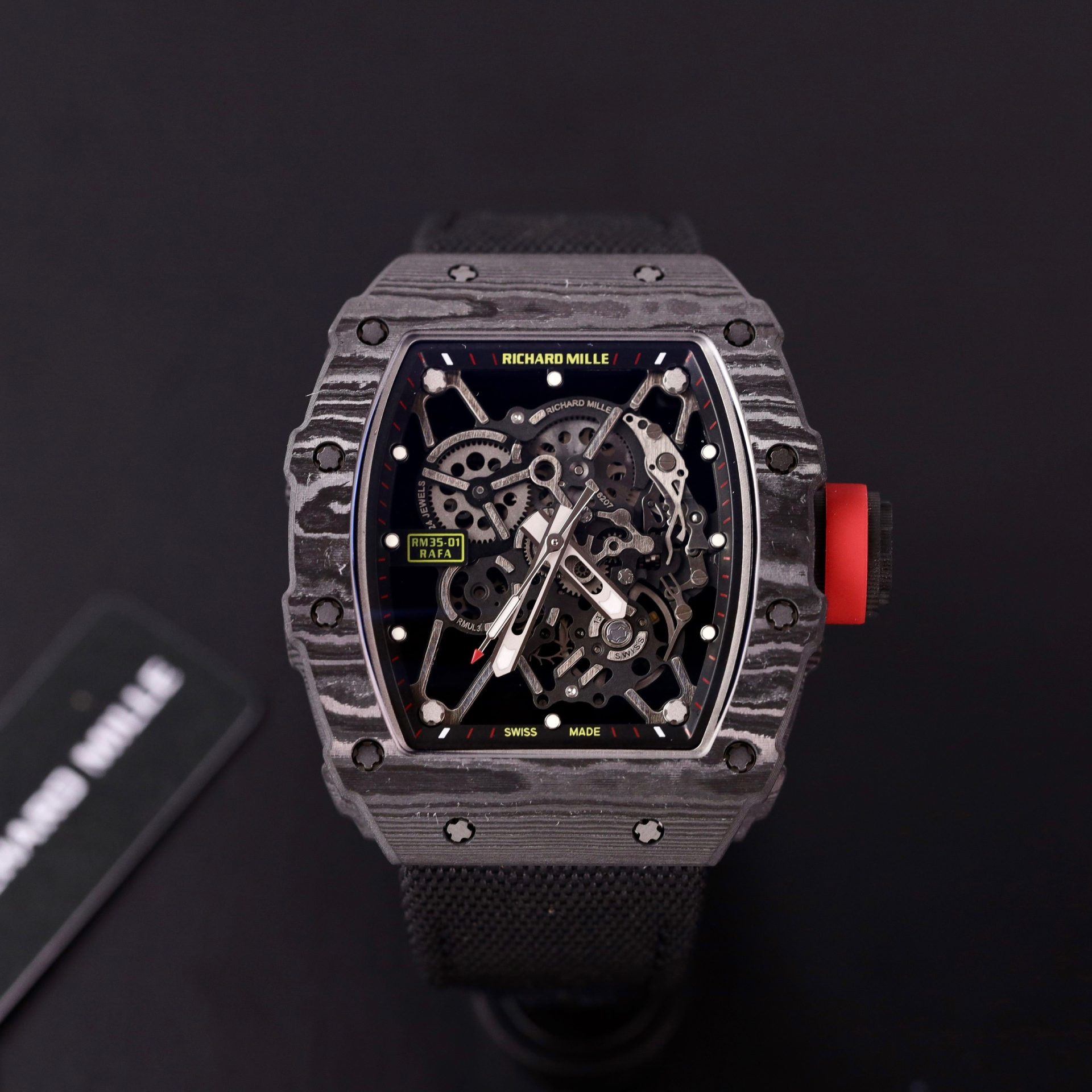 Richard Mille Replica 1:1 Watch RM35-01 Full Carbon Super Light Parachute Strap 44mm - Elite Watch Atelier