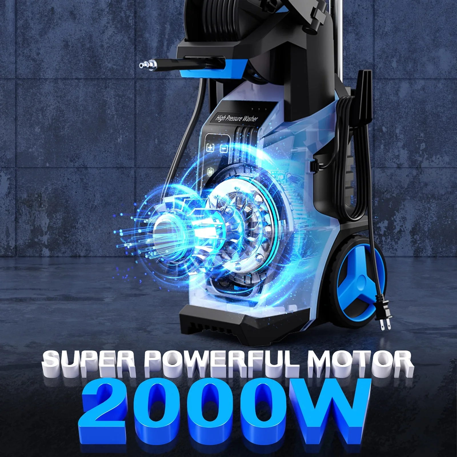 SUGIFT Electric Pressure Washer 4500PSI-Max 3.2GPM with Touch Screen Adjustable Pressure and 5 Nozzles Power Washer Cleaning for Patio,Blue - Image 4