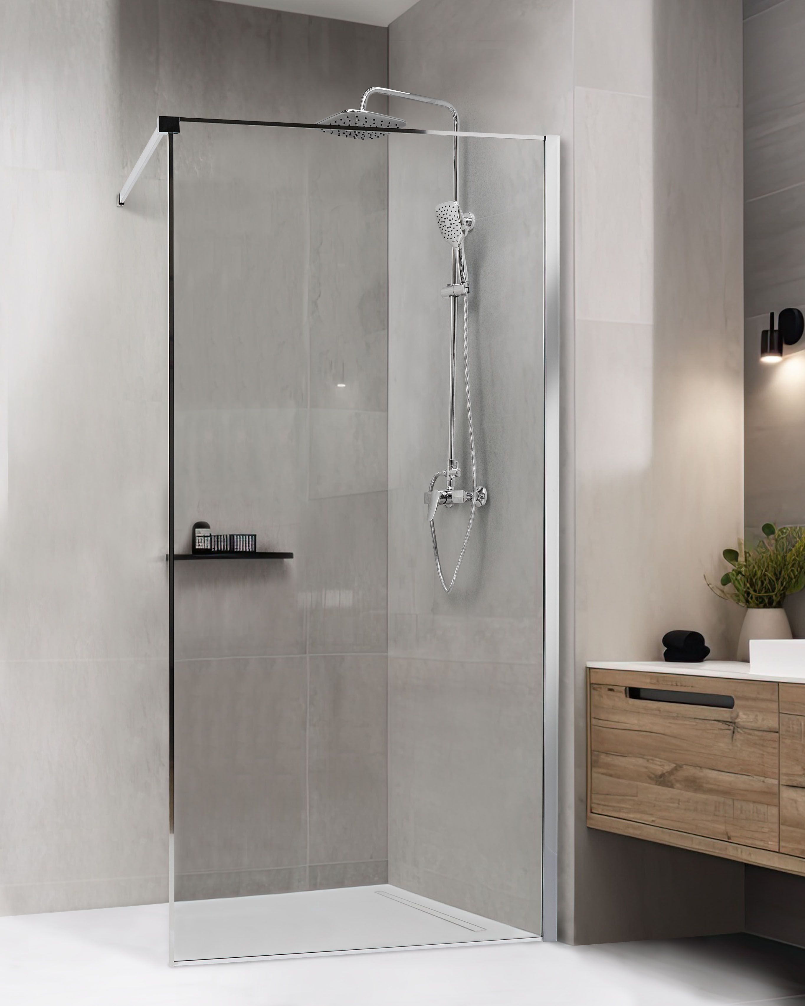 Shower Screen WASPAM 1000 x 1900 mm Silver