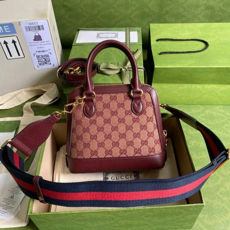 Replica Gucci Horsebit 1955 Gg Mini Bag 677212 In Burgundy Gg Canvas1:1High-quality replica