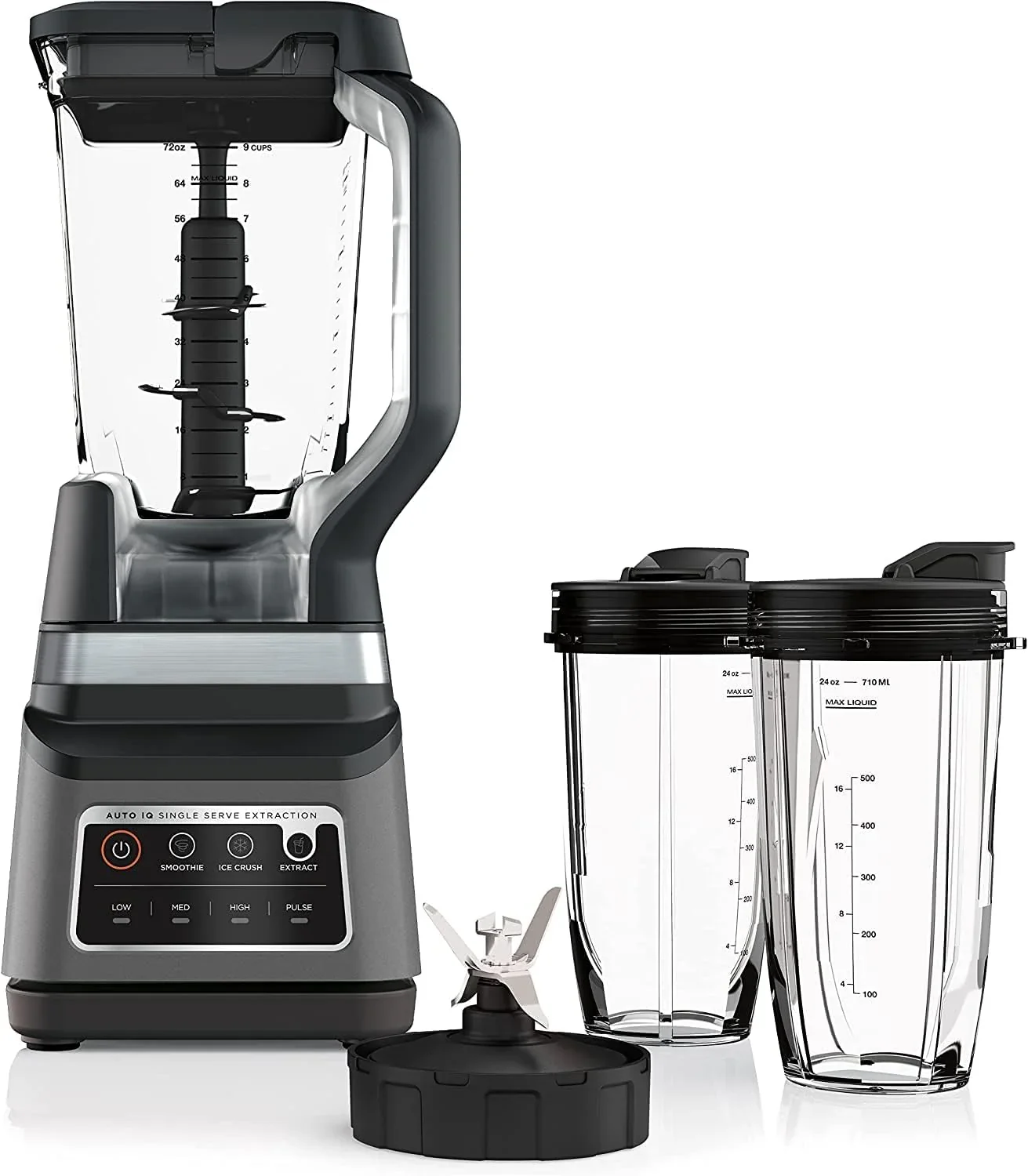 Professional Plus Kitchen System, 1400 WP, 72-oz Blender Pitcher, 64-oz Processor Bowl, 2 24-oz To-Go Cups - Grey