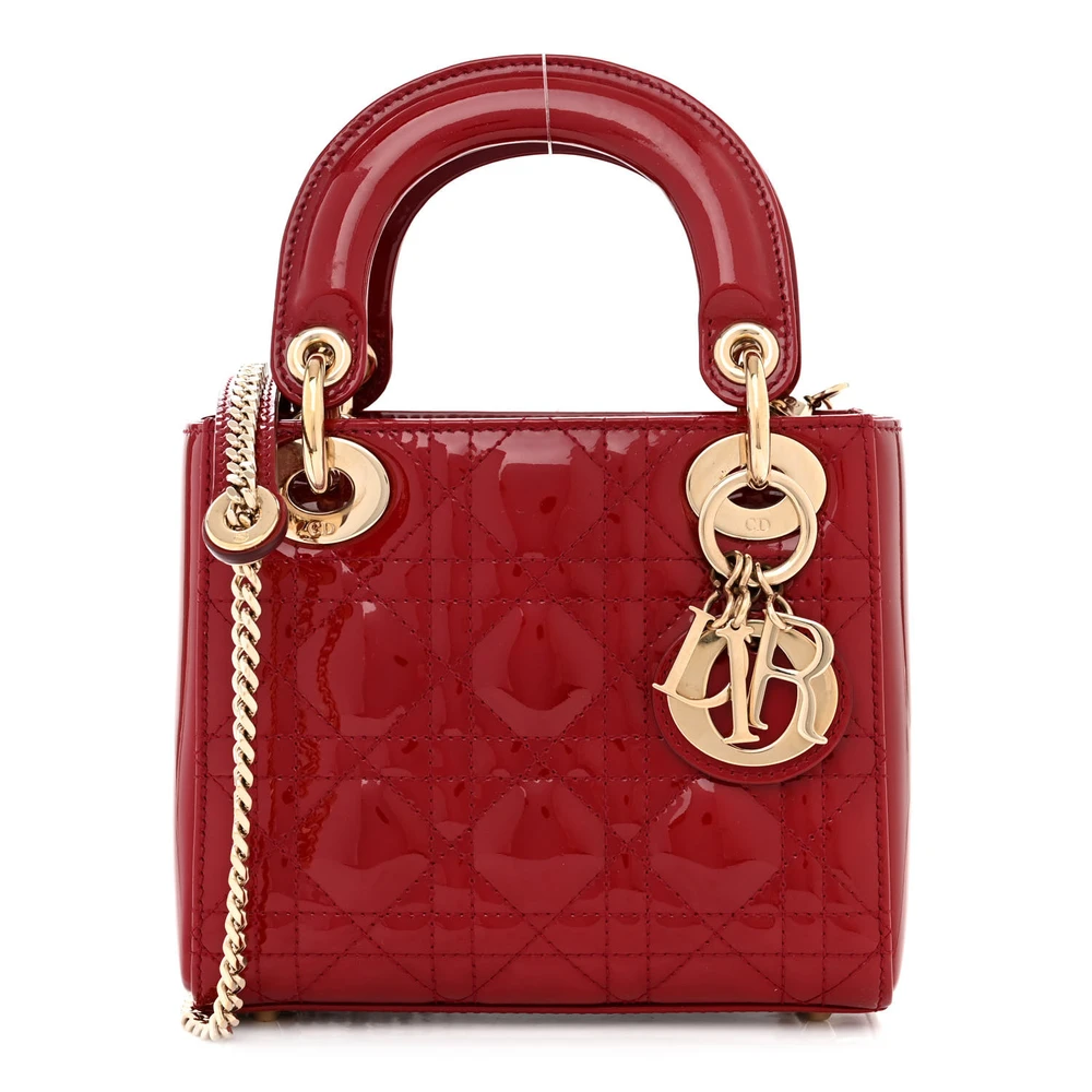 Superfake Handbags – Dior Red Patent Mini Lady Elegance