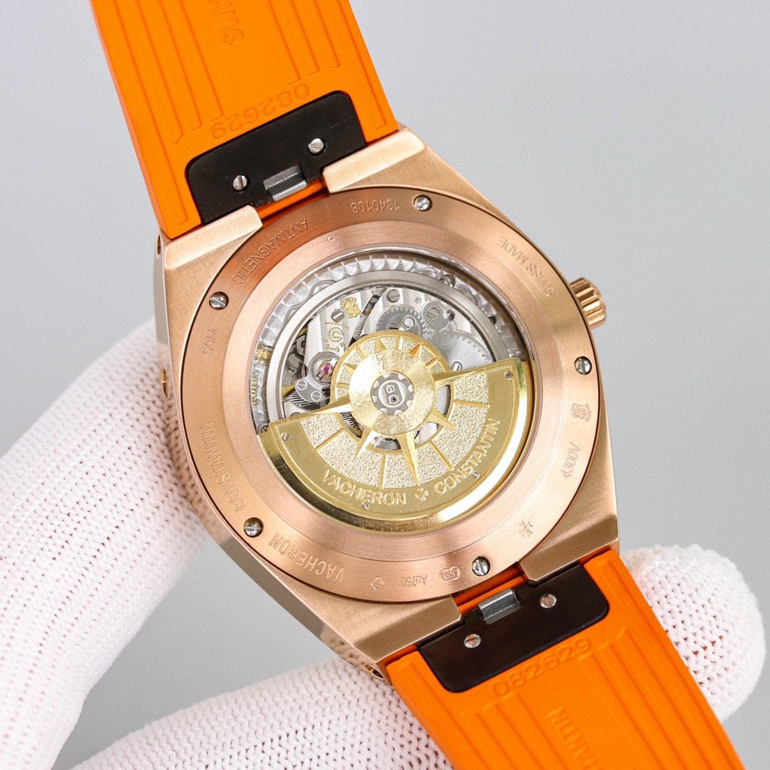Fake Vacheron Constantin Replica Watches Overseas perpetual calendar ultra-thin 41.5 MM PINK GOLD 4300V/220R-B064(1:1 replica) - Elite Watch Atelier
