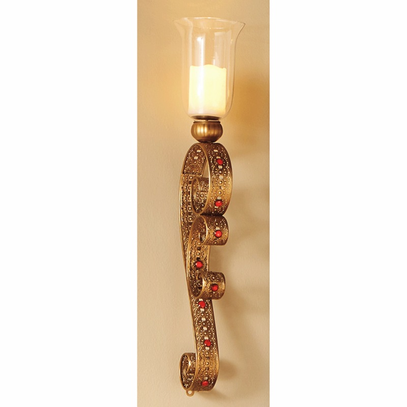 Goldtone Ruby Wall Sconce - MIDNIGHT VELVET CATALOG