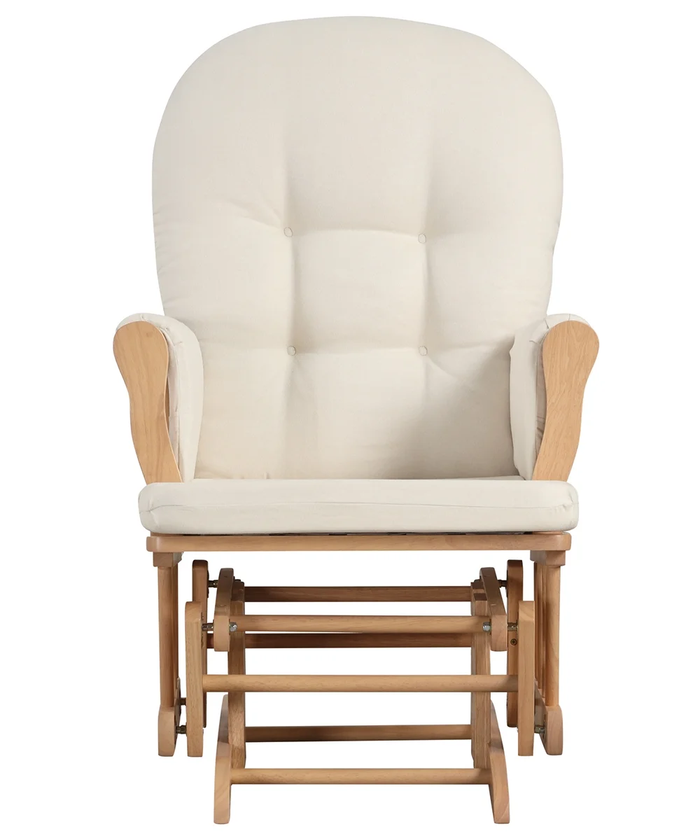 Angel Line Windsor Glider and Ottoman, Natural Finish with Gray Cushions - Image 56