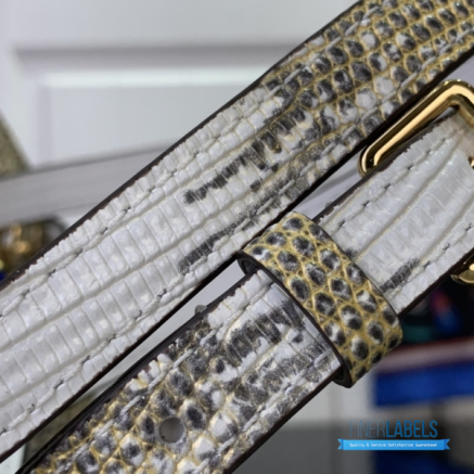 Ivory Lizard Embossed Mini Top Handle Handbag with Gold Hardware1:1High-quality replica