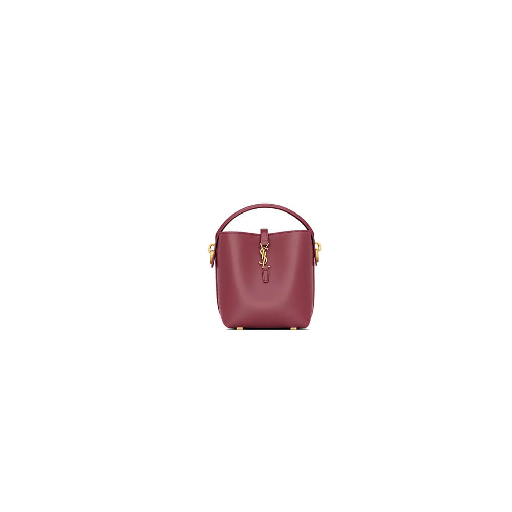 YSL LE 37 Mini Bucket Bag in Shiny Burgundy Leather1:1High-quality replica