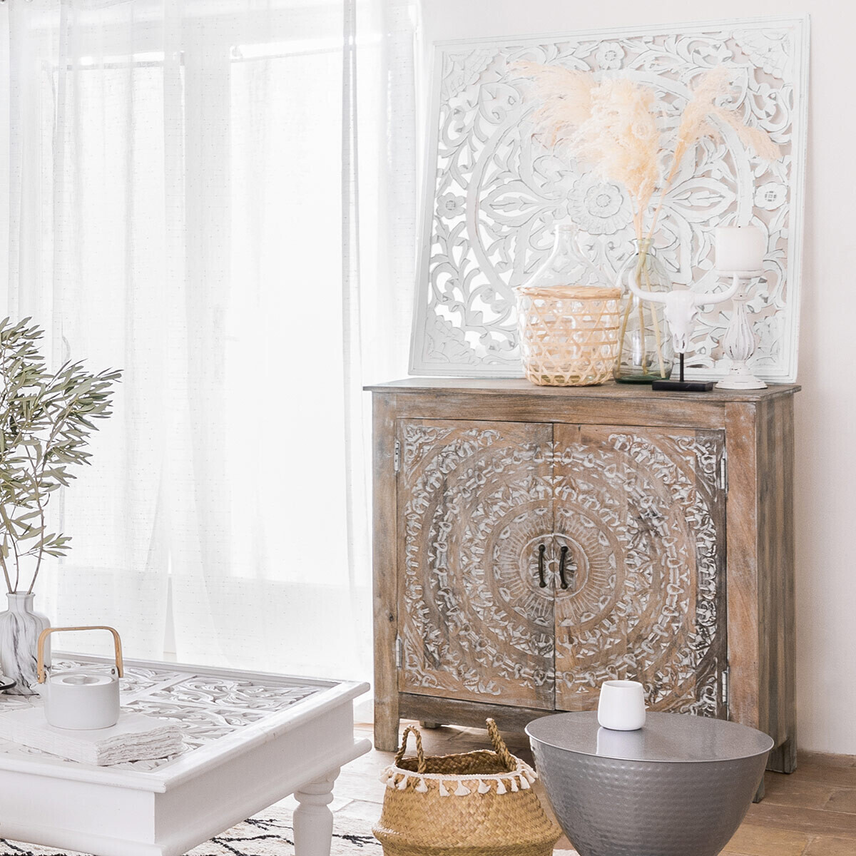 2-door Buffet "Shirel" Mango wood, 90x90 cm