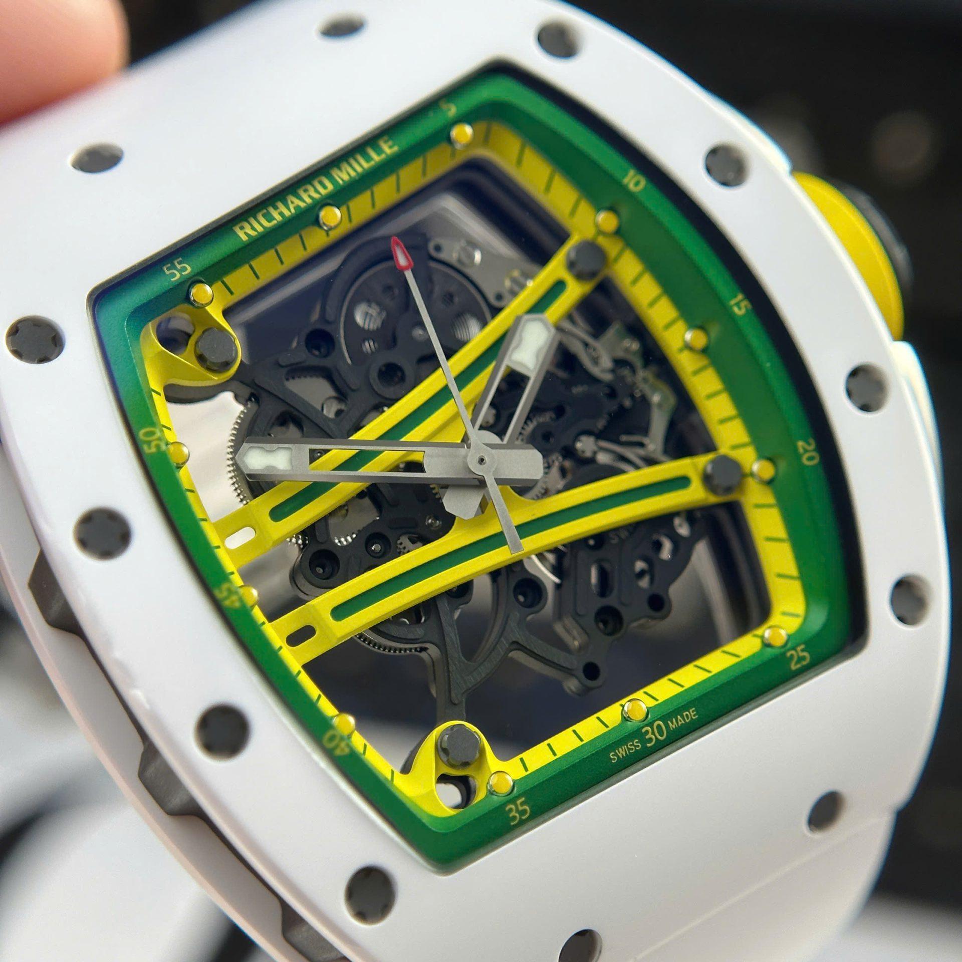 Richard Mille Best Copies Watch RM61-01 Manual Winding Yohan Blake Ceramic White ZF 42.7 50.23mm - Top club