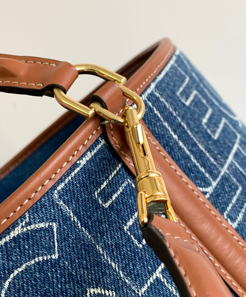 Celine Bucket 16 Bag In Denim With Celine All-Over Print Blue1:1High-quality replica
