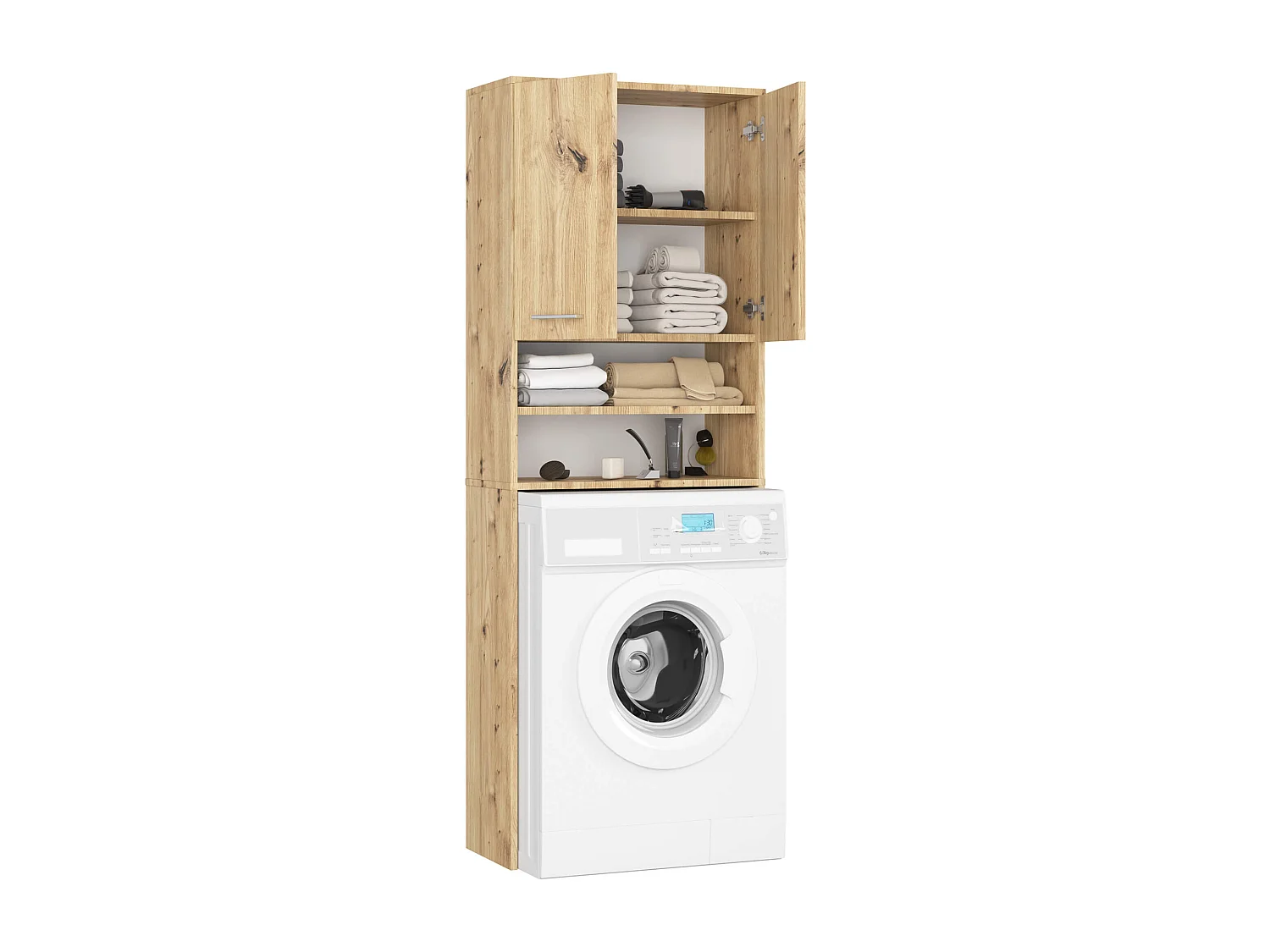 Meuble de rangement pour machine à laver, 2 portes, 64 x 30 x 180 cm
