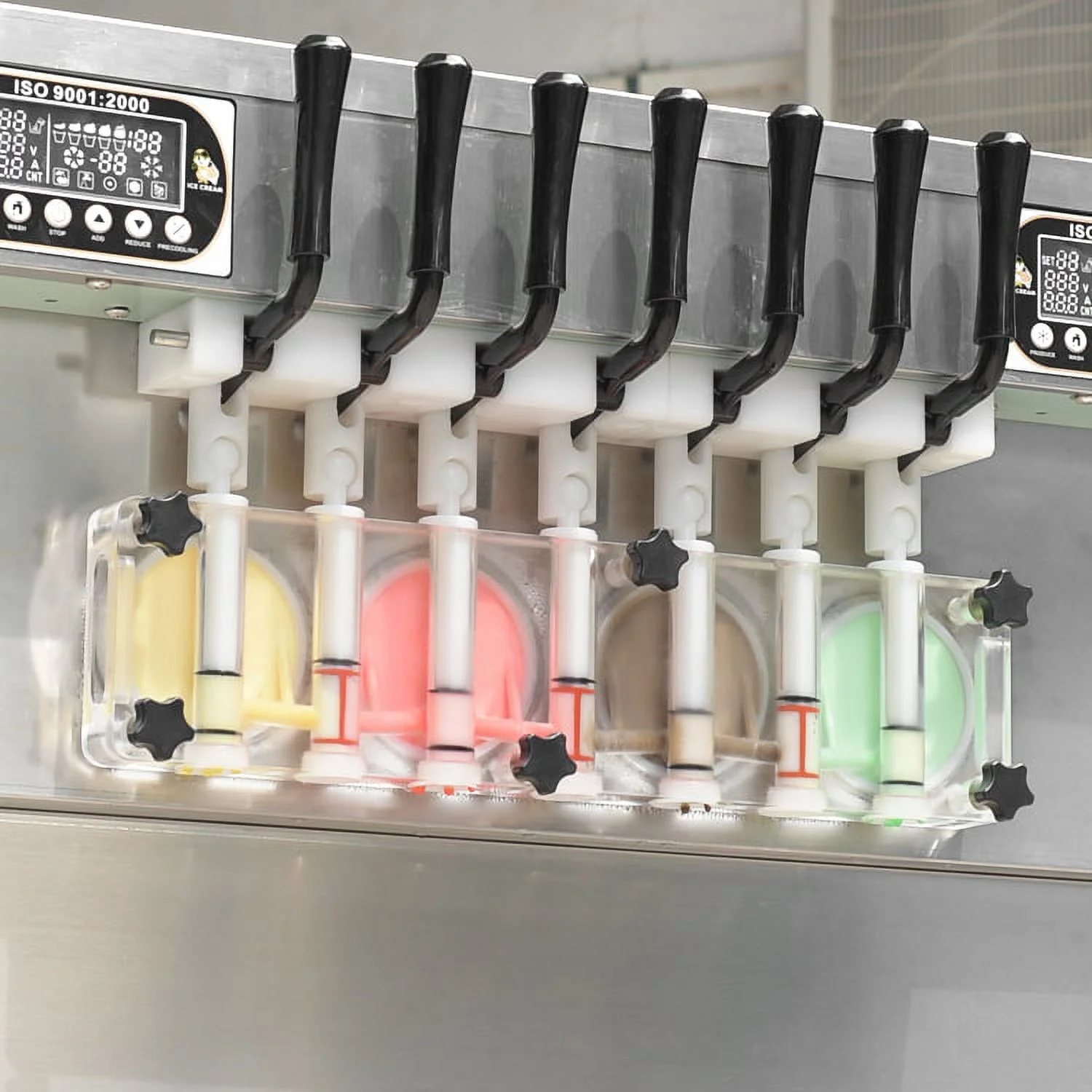 Kolice ETL Commercial Countertop 7 Flavors Soft Serve Ice Cream Machine-Transperant Dispenser, Upper Tanks Refrigerated - Image 3