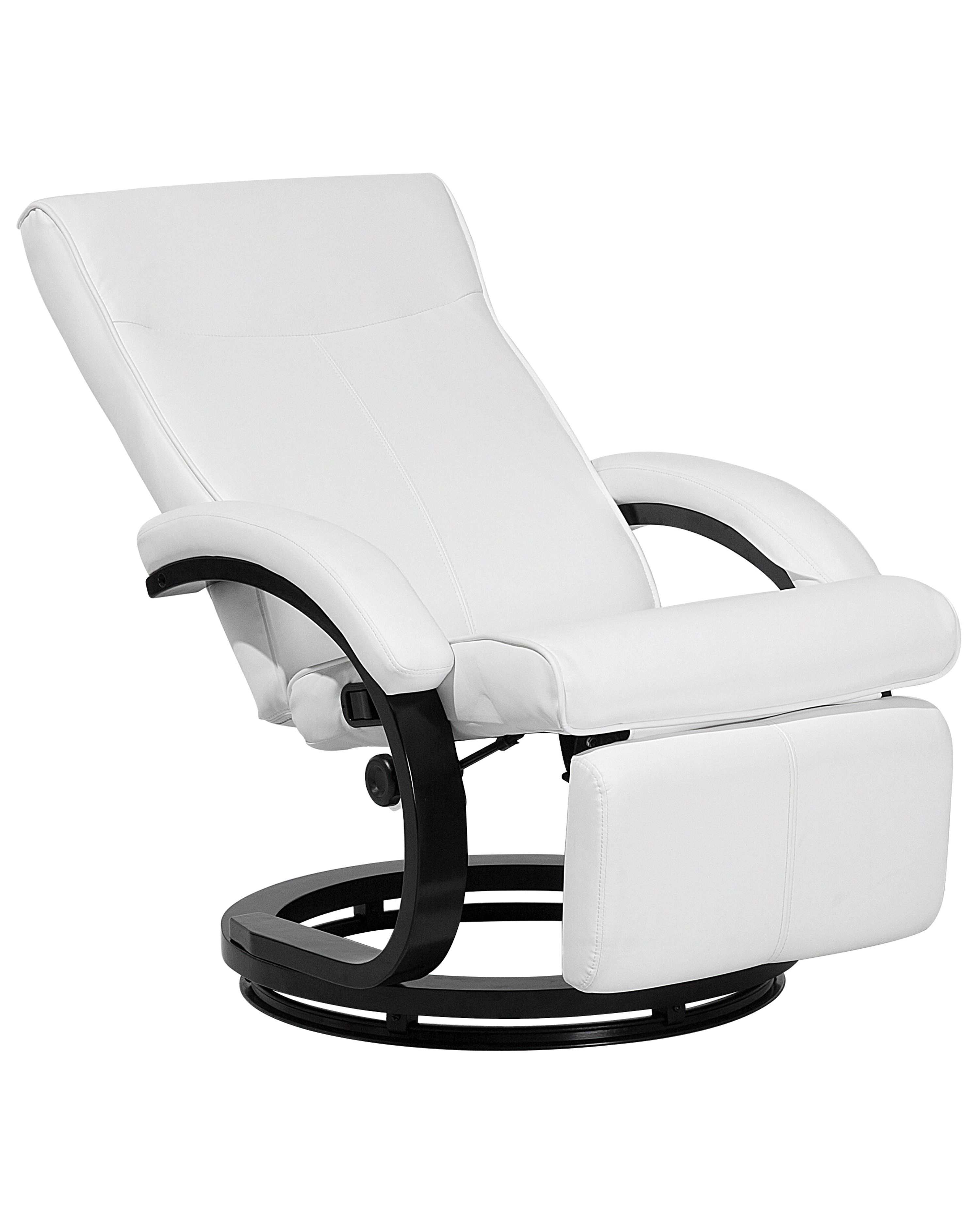Recliner Chair MIGHT with Footrest Faux Leather White