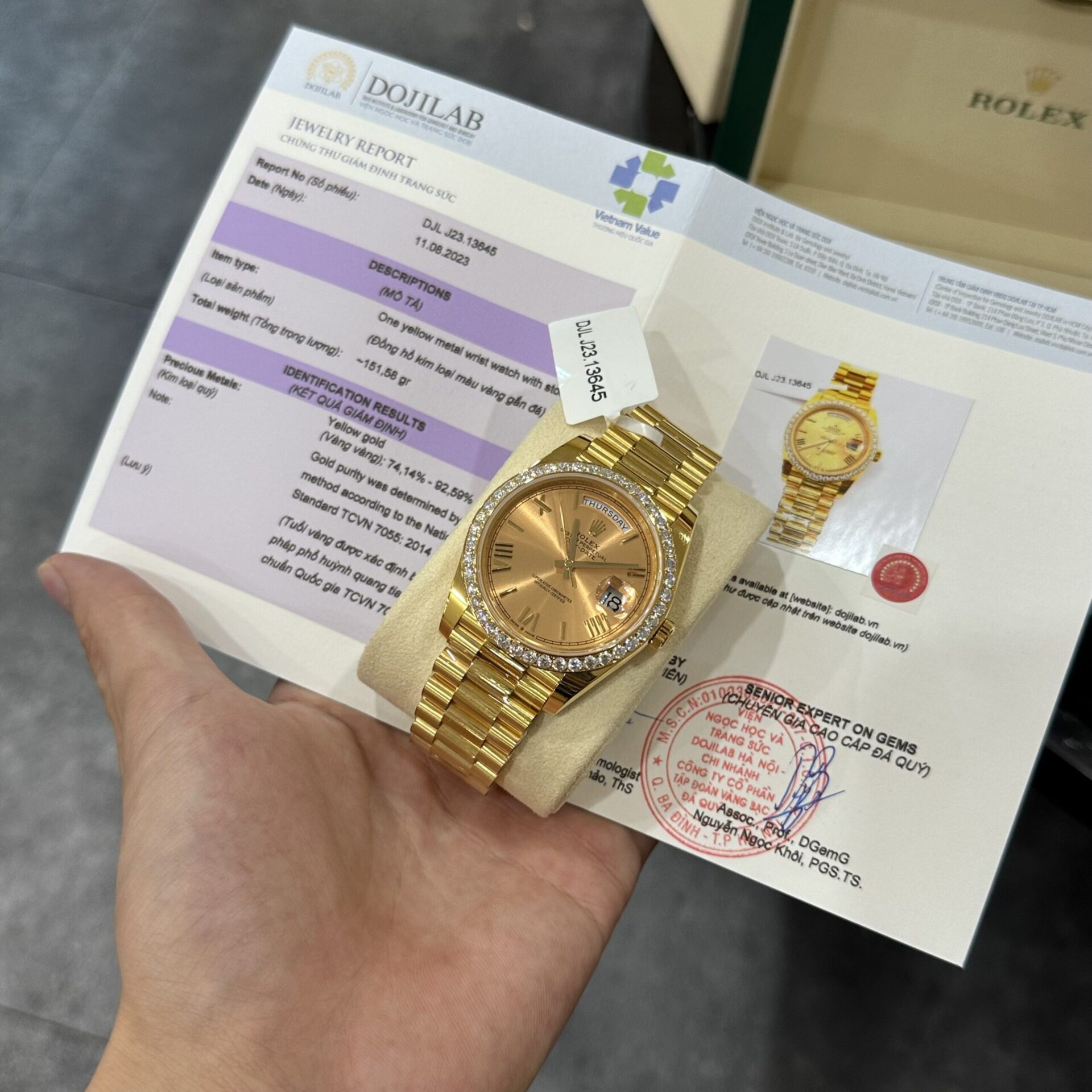 Rolex Replica Watch Day-Date 228238 Gold Wrapped Moissanite GM V2 152gram 40mm - Elite Watch Atelier