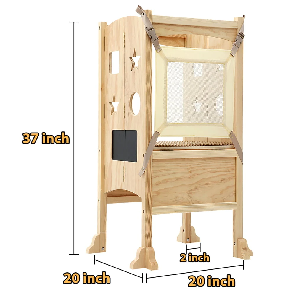 Foldable Toddler Kitchen Step Stool Helper, Adjustable Height Safety Cooking Stool Tower for Toddlers - Image 6
