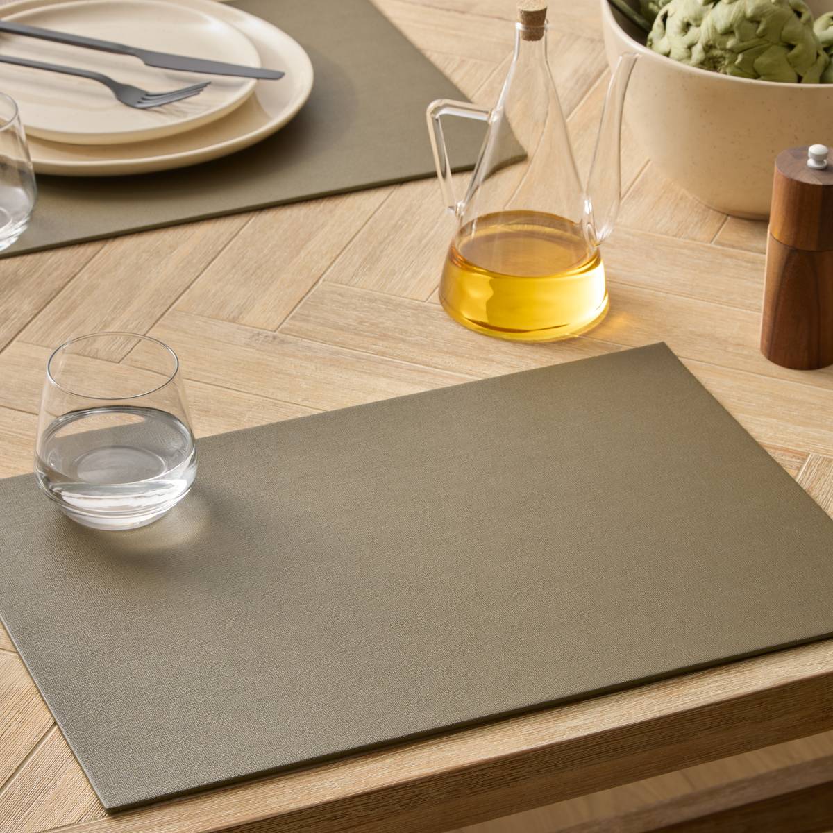 Placemat "Max" PU - Polyurethane, 45x30 cm, Olive Green