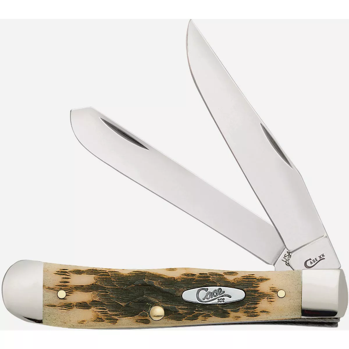 Case 3-1/4 In. Amber Bone Peach Seed Jig Trapper Pocket Knife-