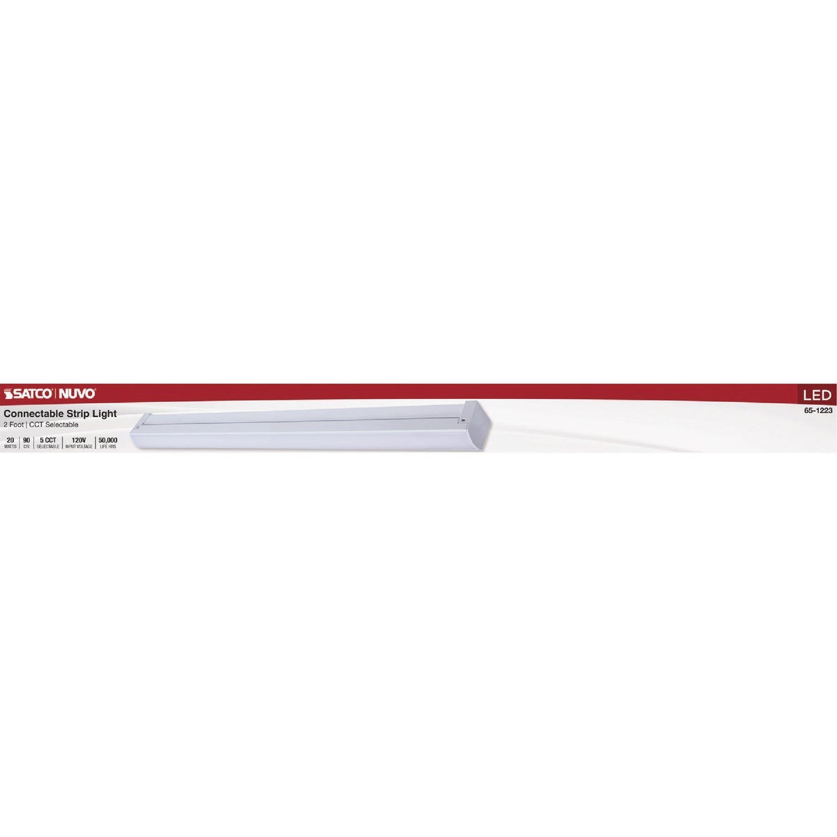 SATCO NUVO 20W LED 2 Ft. Connectable Strip Light 27K/30K/35K/40K/50K CCT-Selectable White