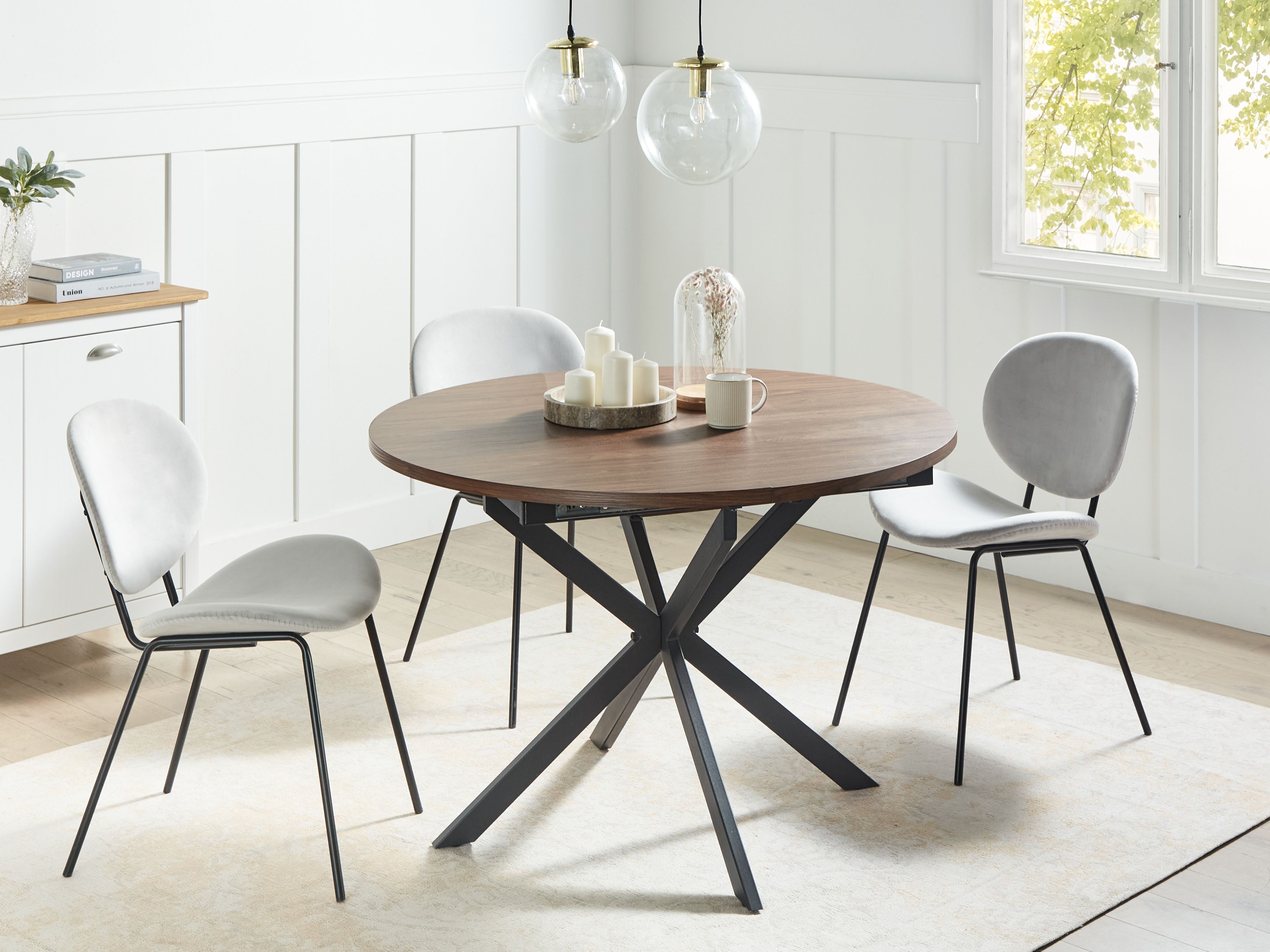 Extending Dining Table FRIONA Dark Brown 110/140 cm 110 cm