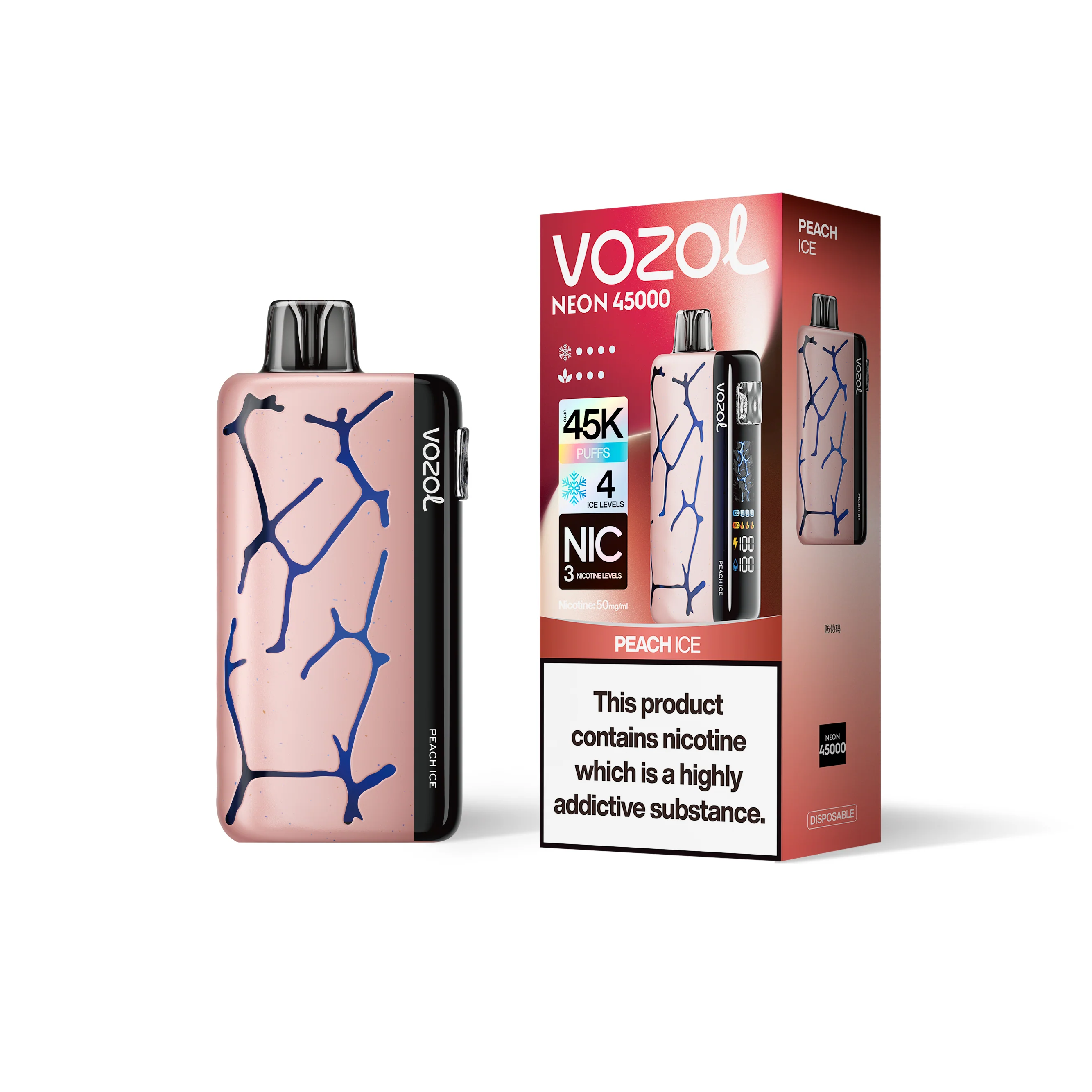 VOZOL NEON 45K jednorazowy e-papieros (wszystkie smaki)