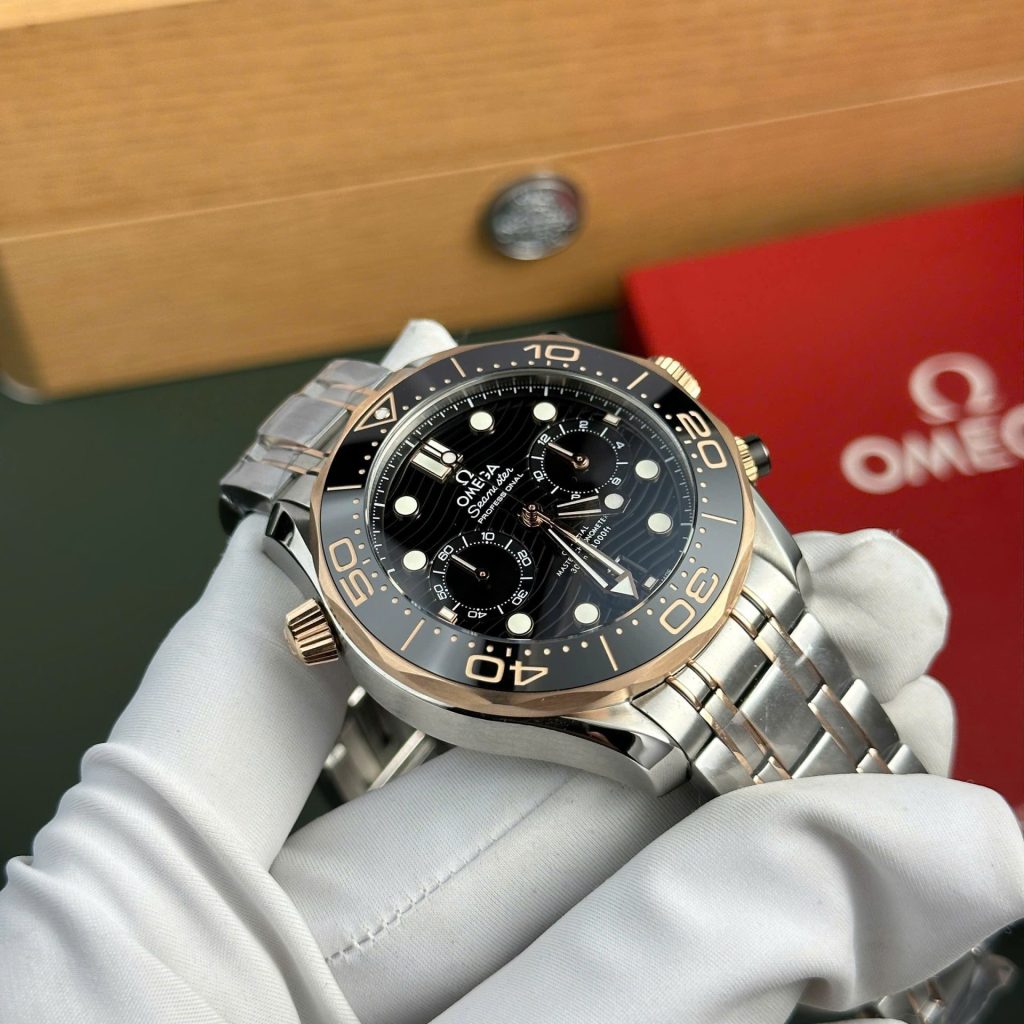Omega Dial Black Copies Watches Seamaster Diver 300M Chronograph Demi Rose Gold N1 Factory 44mm - Top club