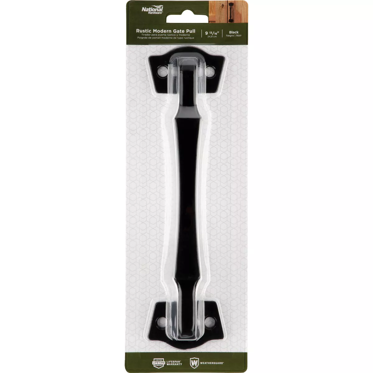 National Hardware 9-13/16 In. Black Rustic Modern Gate Pull