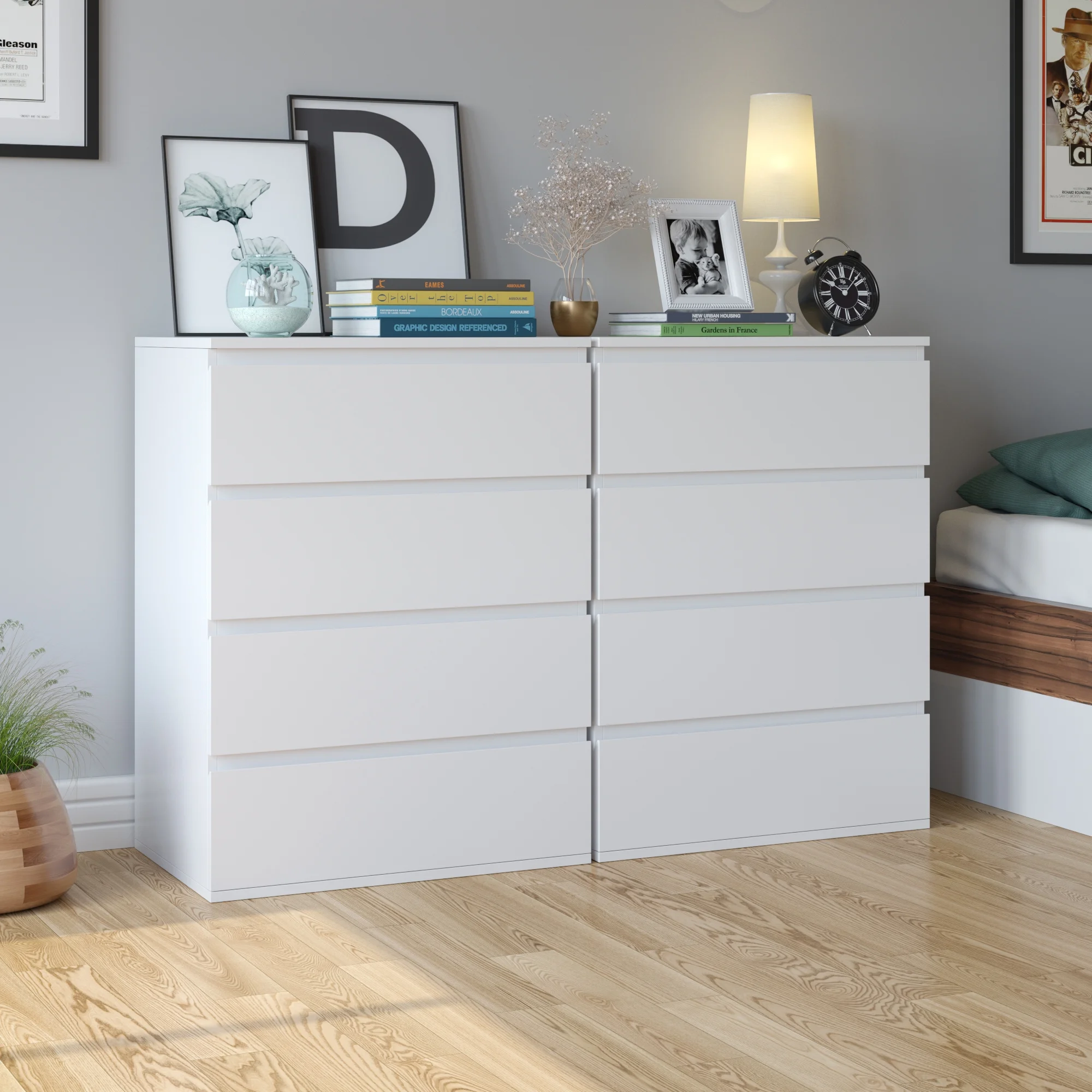 Homfa 5 Drawer White Dresser, Modern Storage Cabinet for Bedroom,Tall Chest of Drawers for Living Room - Image 28