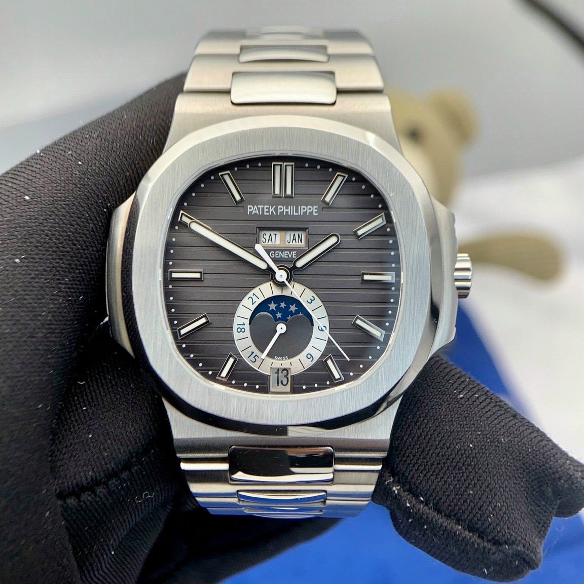 Patek Philippe Replica 1:1 Watch Nautilus 5726 Gray Dial Metal Strap PPF 40.5mm - Elite Watch Atelier