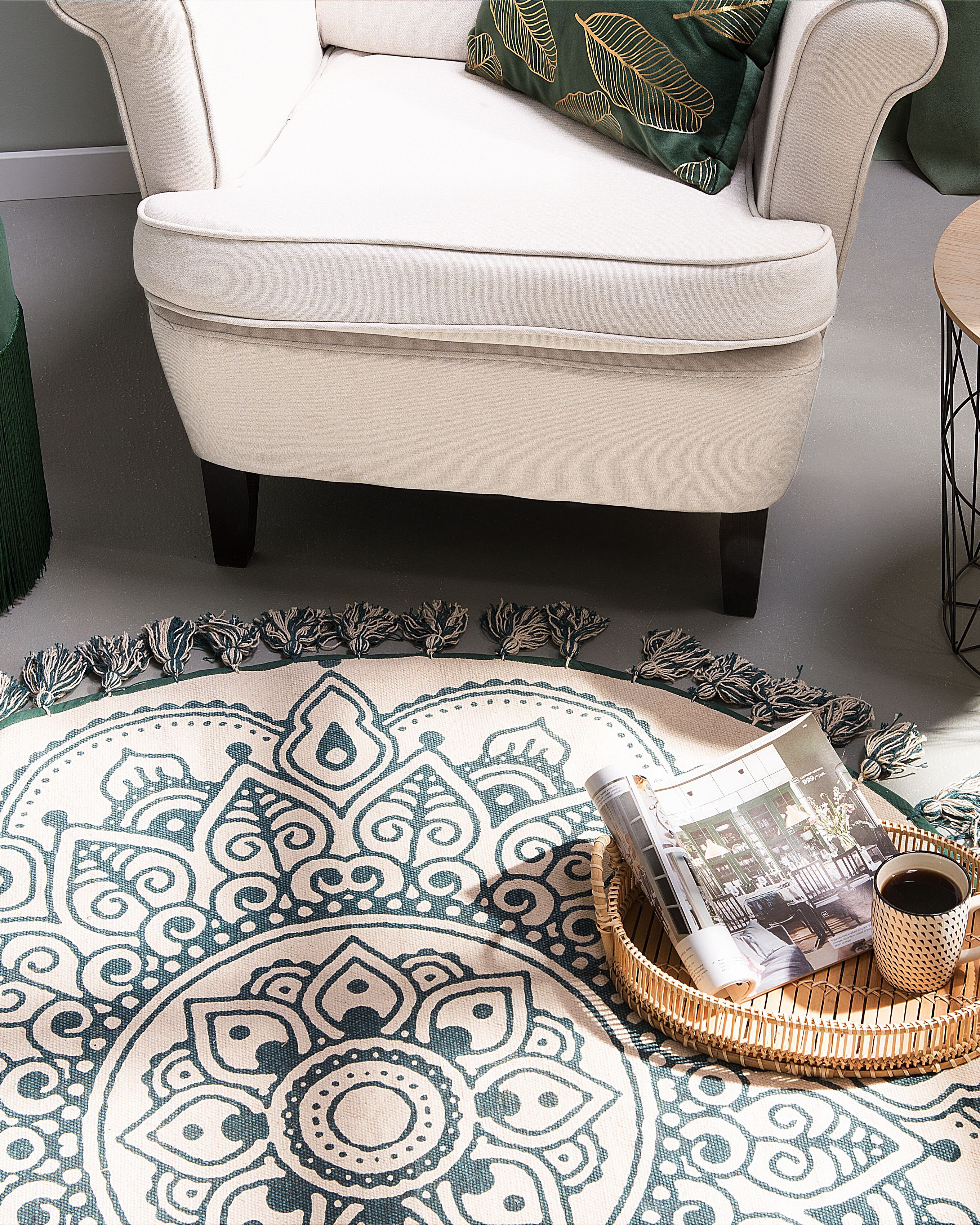Rug IRICE Green ø 120 cm Cotton