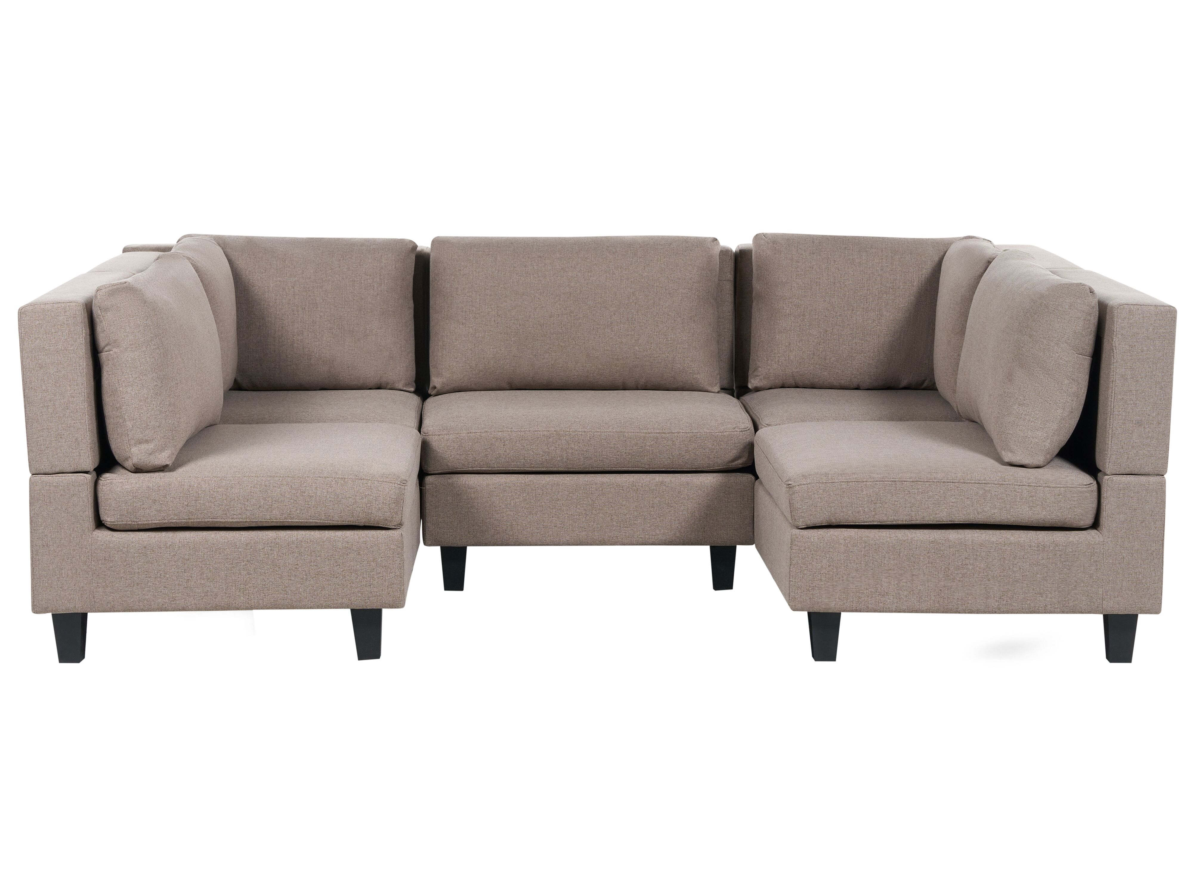 Modular U-Shape Sofa 5 Seater UNSTAD Fabric Brown
