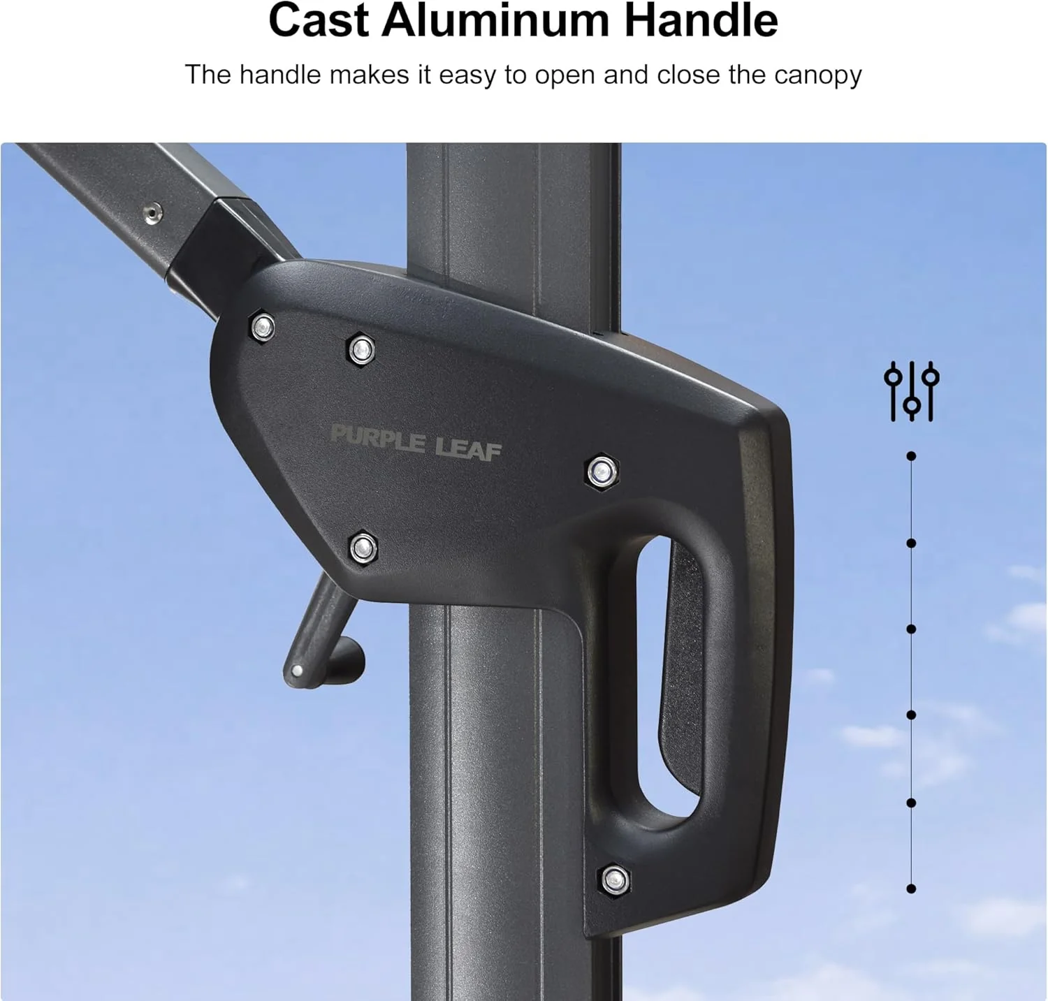 PURPLE LEAF 9 Feet Square Patio Cantilever Umbrella, Light Grey - Image 4 PURPLE LEAF 9 Feet Square Patio Cantilever Umbrella, Light Grey - Image 4