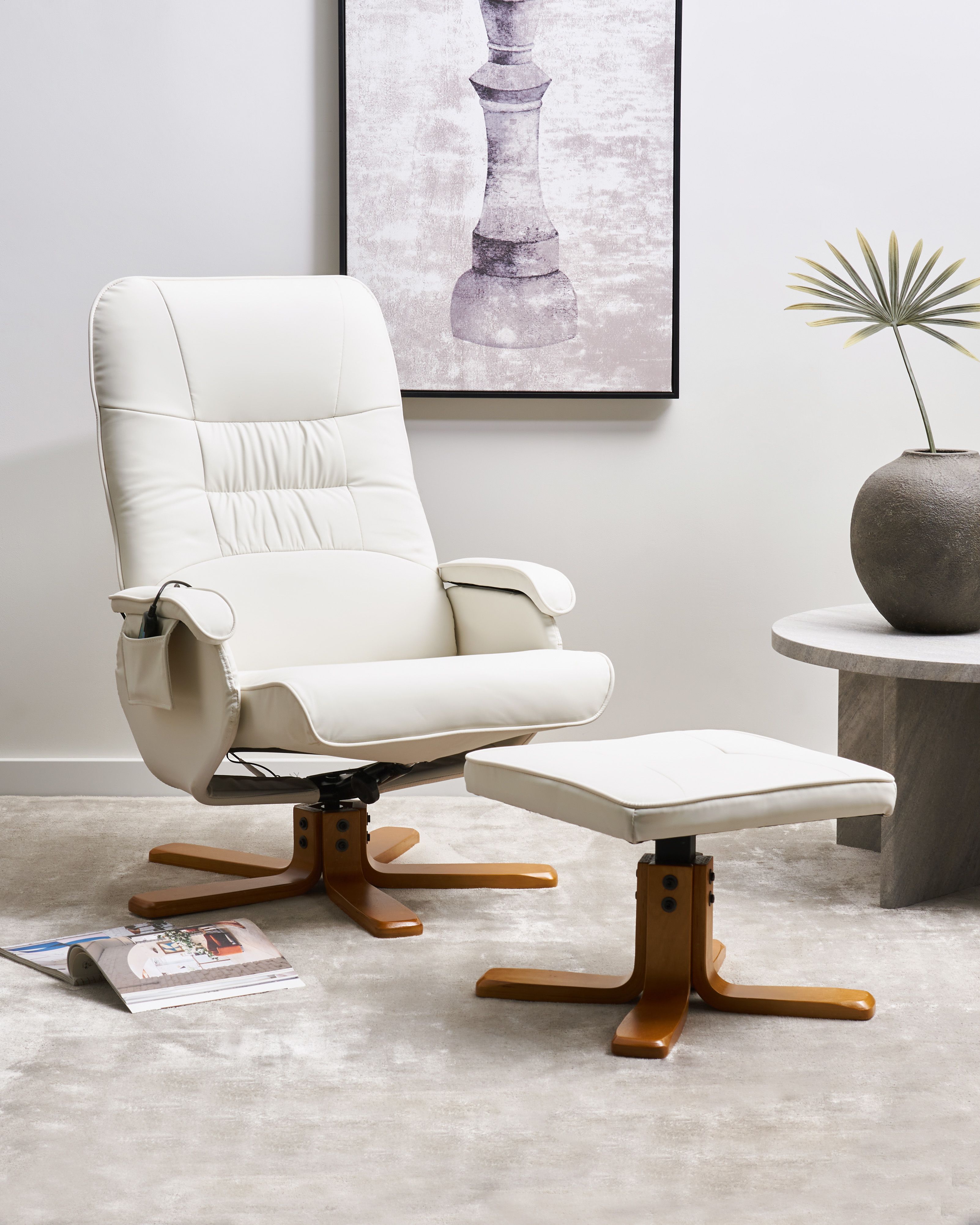 Massage Chair RELAXPRO with Footstool Faux Leather Off-White