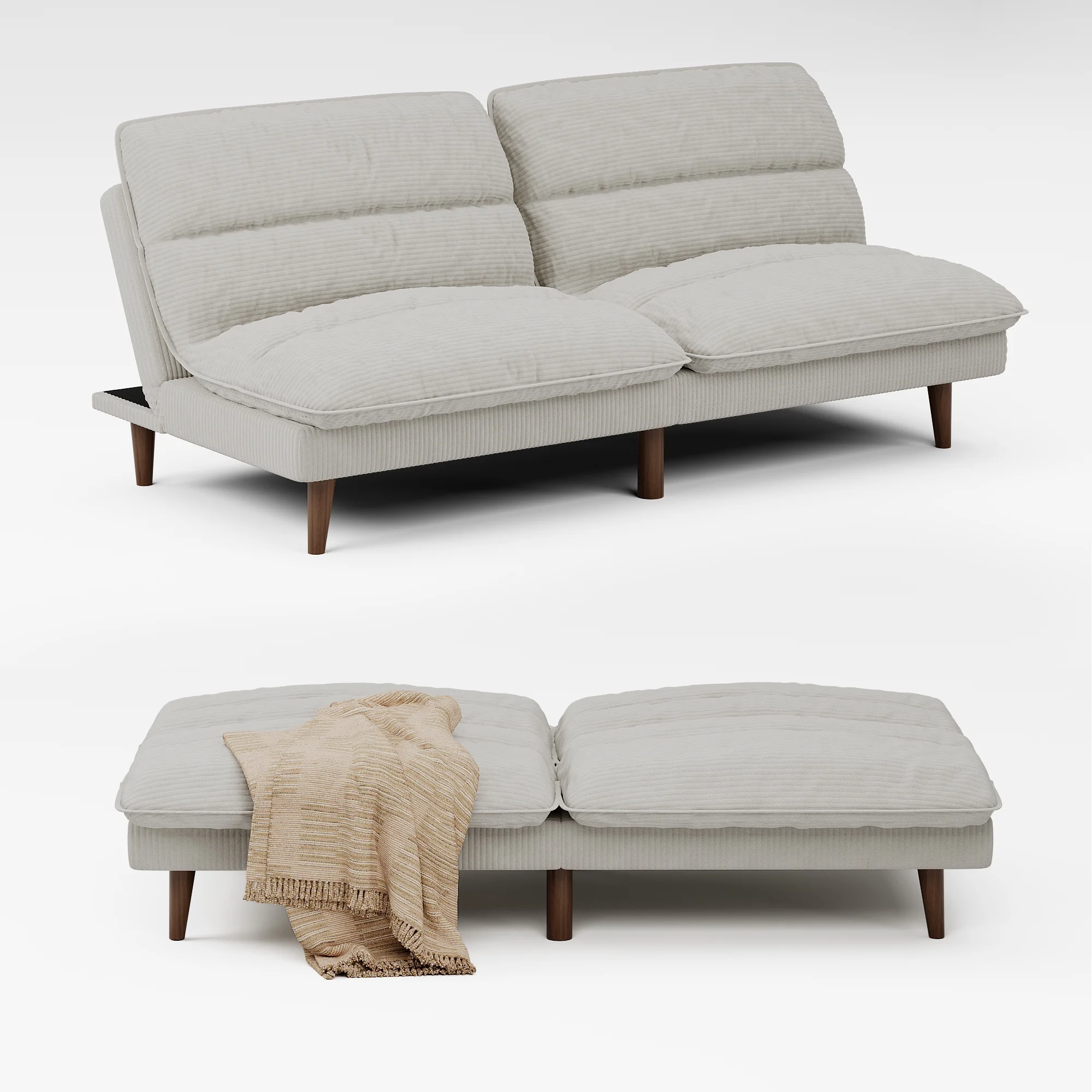 Homall Futon sofa, Two Seat Adjustable Sofa, Corduroy Fabric, Upholstered Sofa, Sofa Changeable into Bed, Leisure Reading and Games, Green - Image 35