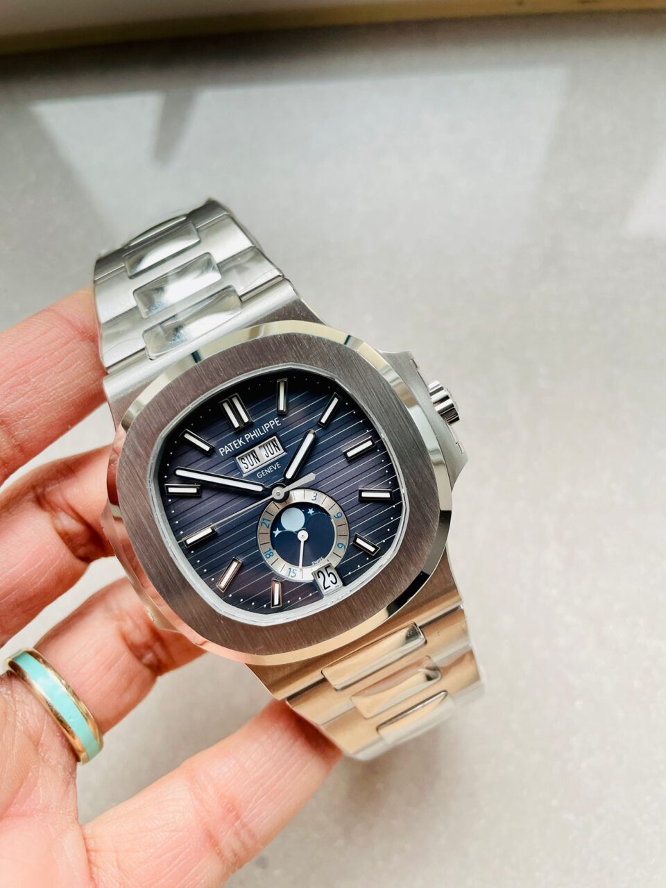 Replica PATEK PHILIPPENautilus 5726 Full Function Moonphase PPF 1:1 Best Blue Dial A324 - Elite Watch Atelier