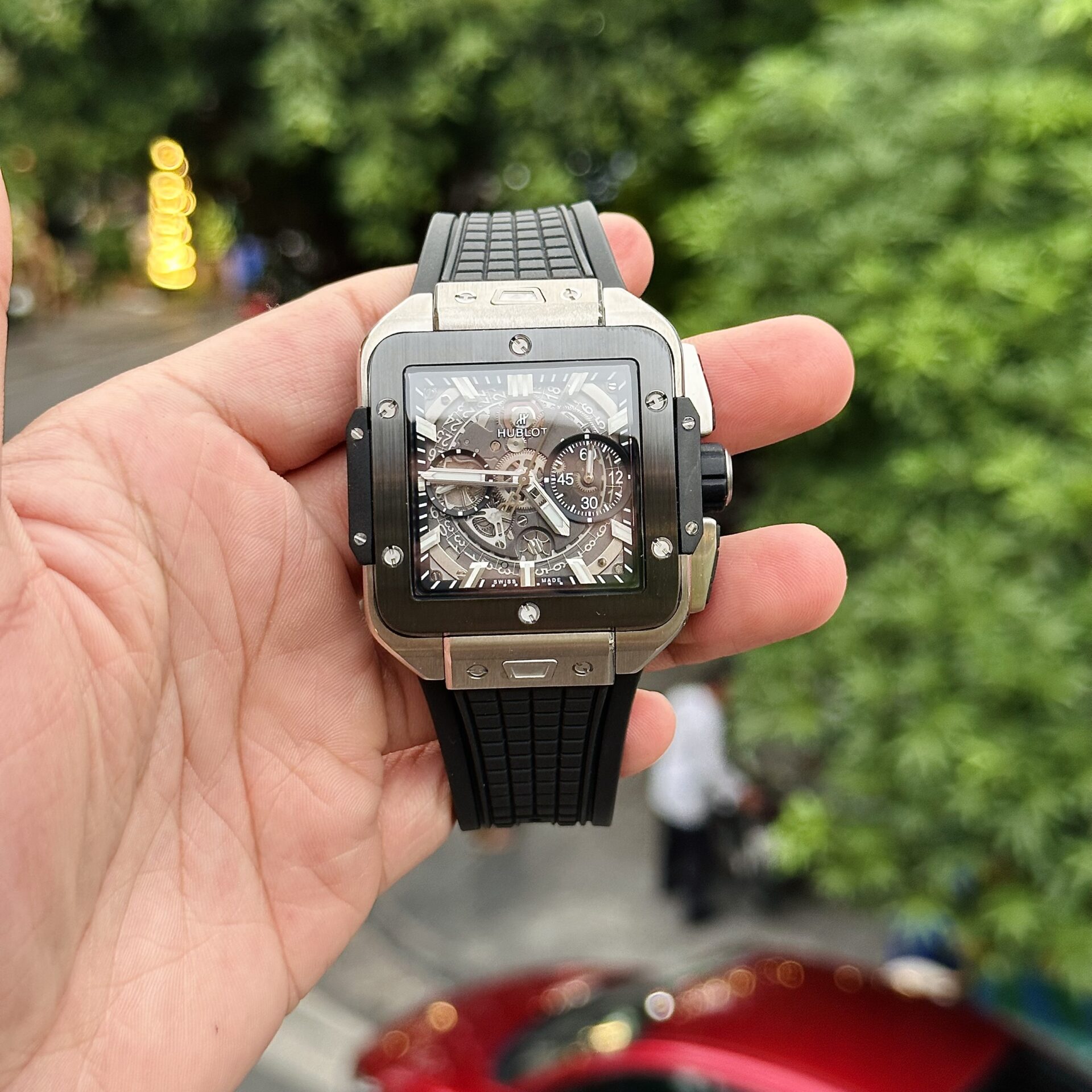 Hublot Best Replica Watch Big Bang Square Titanium Rubber Strap BBF Factory 42mm - Elite Watch Atelier