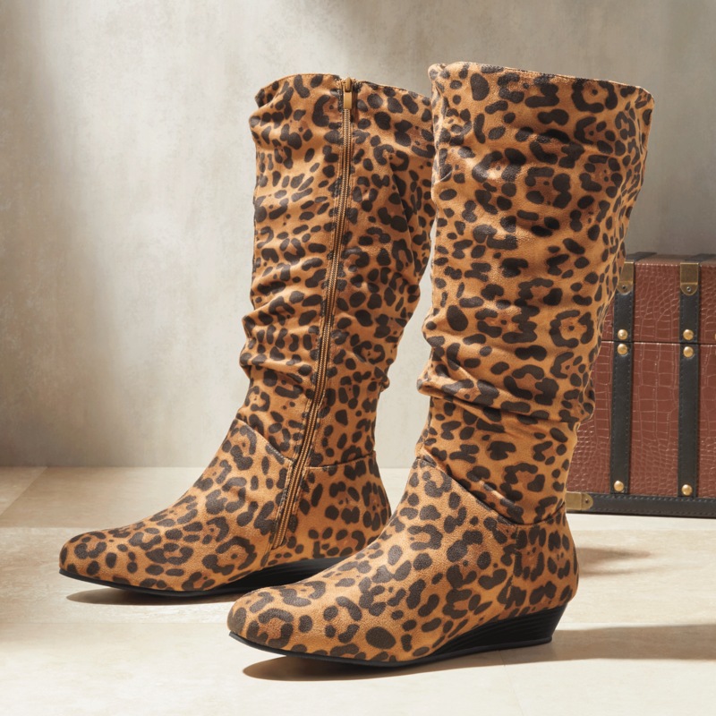 Amanda D'laurie Leopard-Print Scrunch Boot - MIDNIGHT VELVET CATALOG