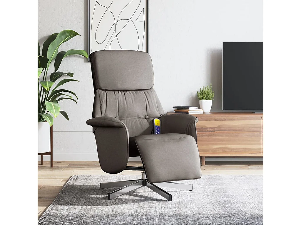 Fauteuil inclinable-Fauteuil salon de massage avec repose-pieds taupe tissu SHL5135