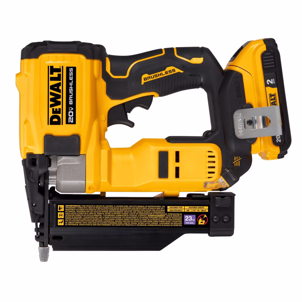 DeWalt DCN623D1 20-Volt MAX Atomic Compact Cordless Pin Nailer Kit, Brushless Motor, 23 Gauge, Battery - Quantity 1 - Image 2