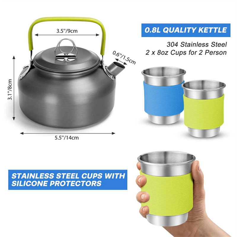 Portable Lightweight Durable Aluminum Alloy Non-stick Folding All-In-One Camping Cookware Set Gas Induction Ready Outdoor Pot