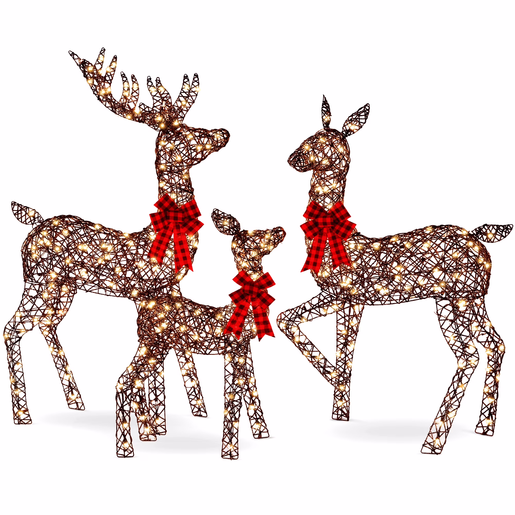 Best Choice Products 6.5ft 3-Piece Lighted Christmas Deer Set Outdoor Yard Decoration w/ 385 LED Lights, Stakes - Gold - Image 5