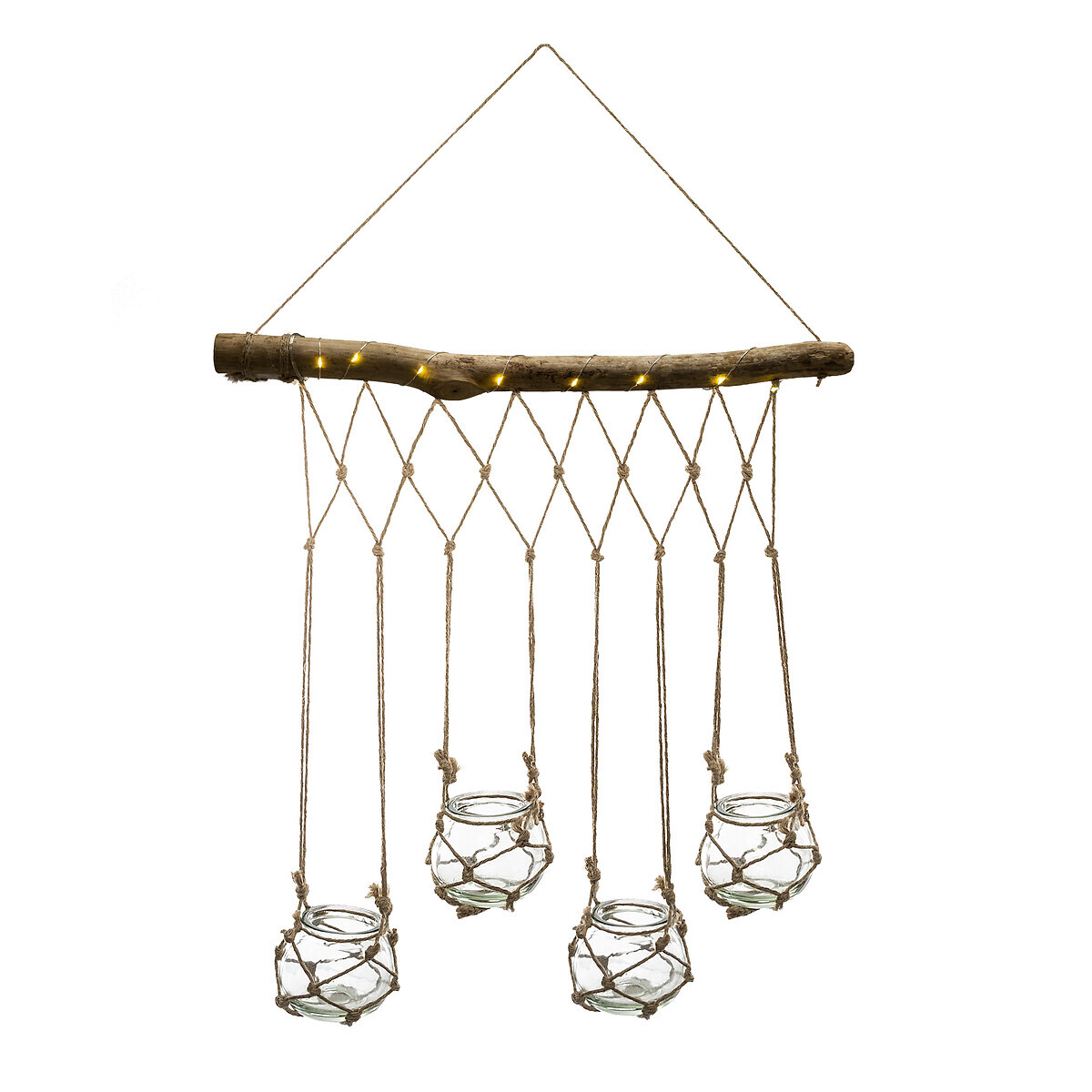 4 hanging soliflores LED, glass Beige, 43x53 cm