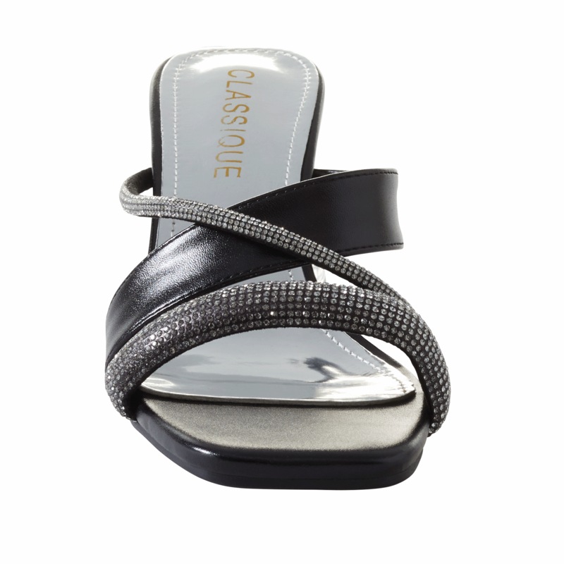 Classique Glitter Rope Slide Sandal with Mini Rhinestones and Chunky 2.5